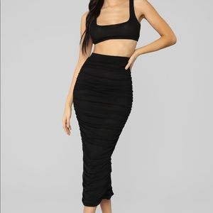 Lana Ruched Skirt Set - Black